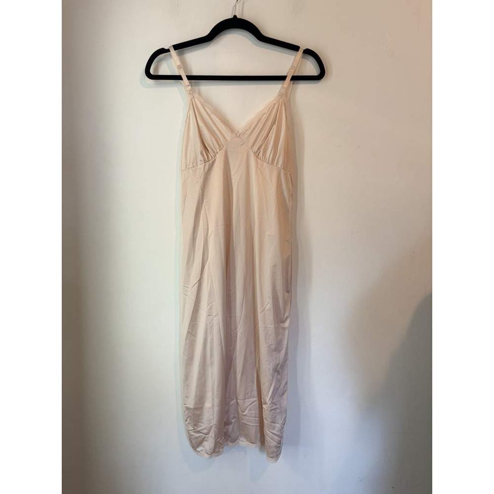 Vintage Dixie Belle Pink Nylon Full Slip Dress Lace Trim‎ USA Size 34